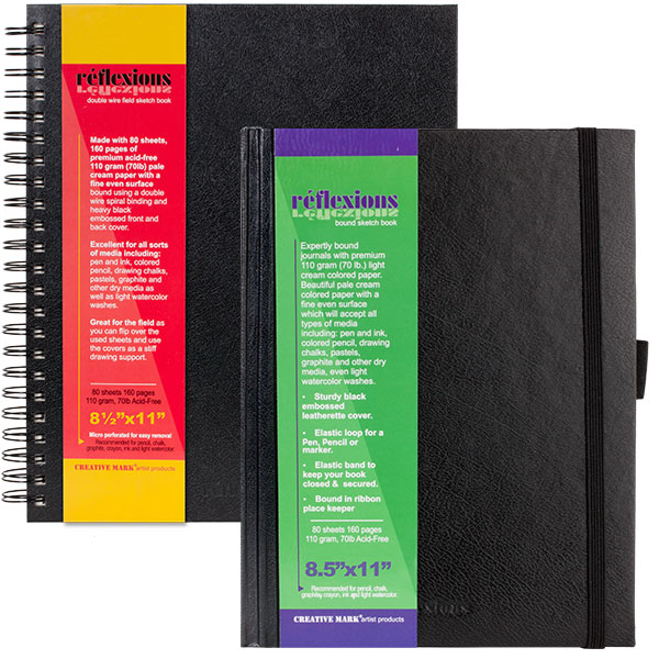 Reflexions Sketchbooks 8.5x11; in hardbound or wirebound - more sizes available
