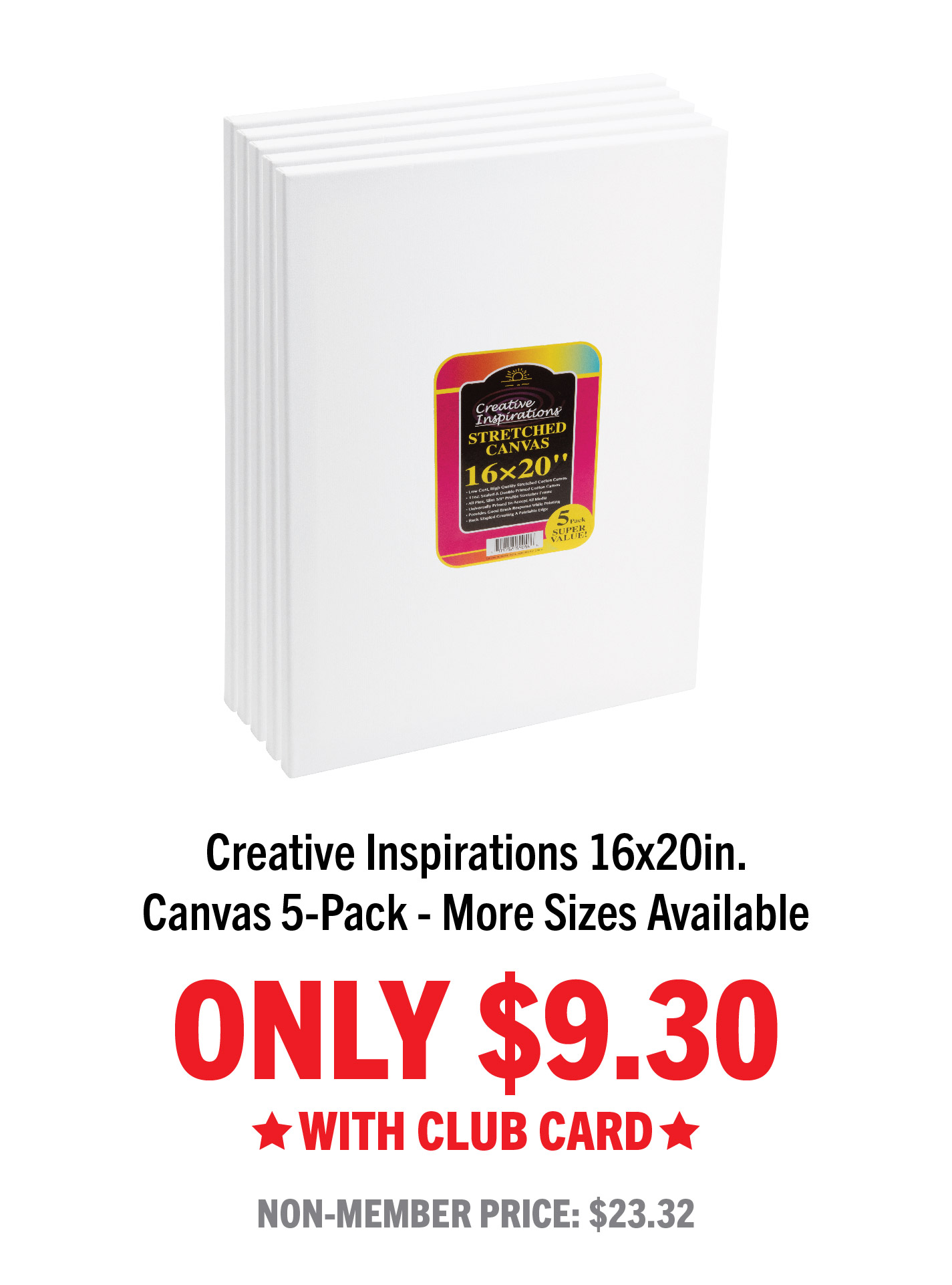 Super-Value, 5 Pack 16x20, Creative Inspirations Canvas